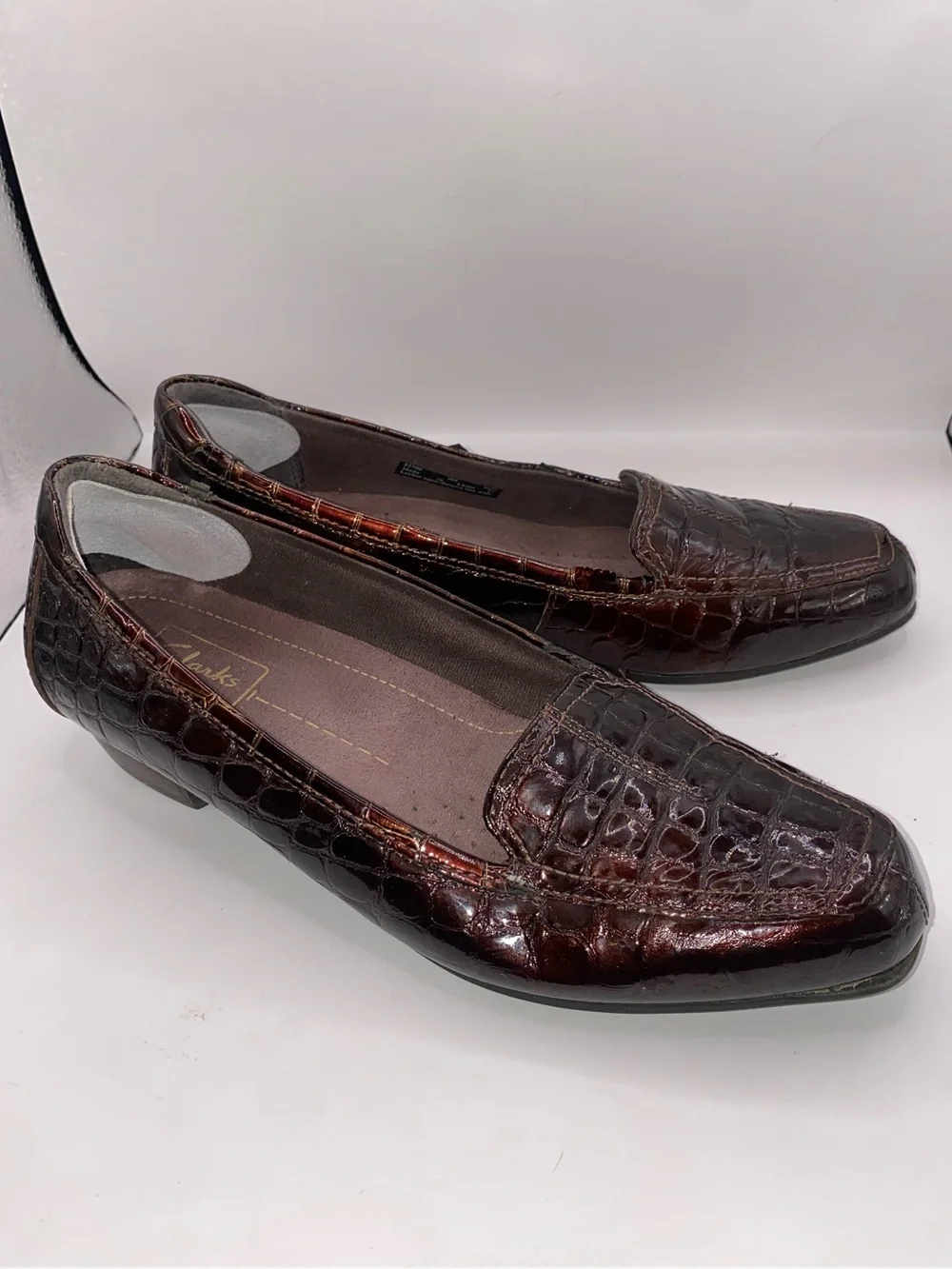 Clarks Croc-Embossed Loafers -‎ Brown